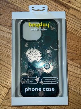 heyday Artist Series iPhone 16 Pro Max Case - Teal with Gold Celestial Design